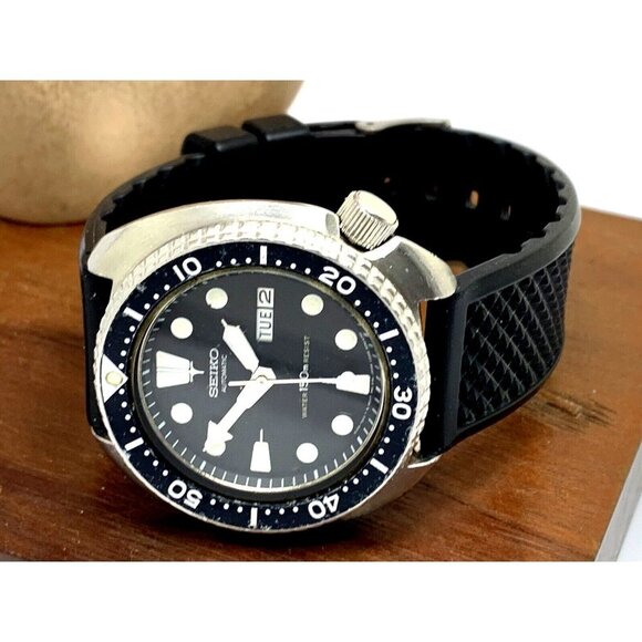Seiko Men's Watch 6309-7049 Vintage Diver 1980'S Automatic Black Dial Da… - Picture 8 of 14